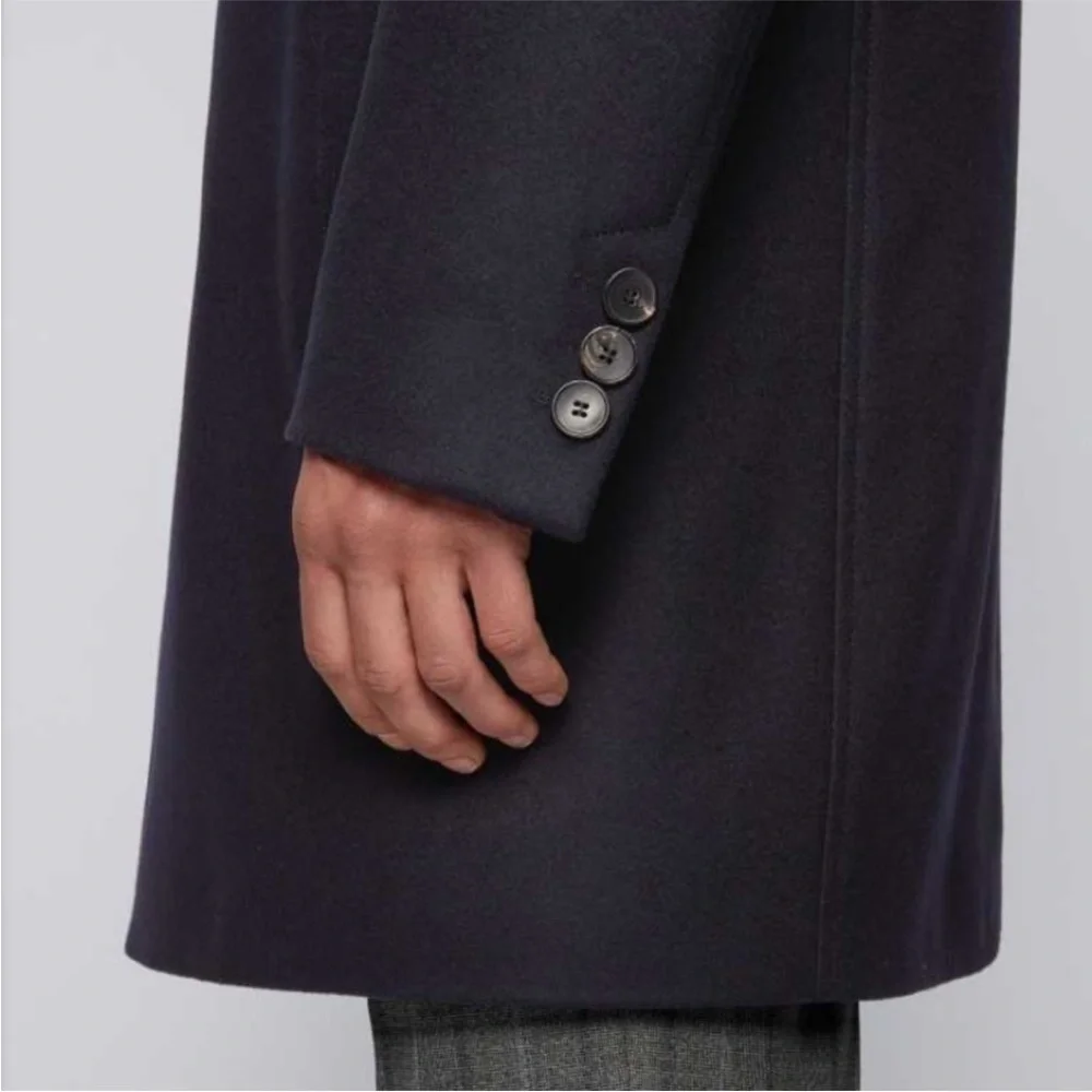Hugo Boss Black Wool Cashmere Blend Over Coat  Shanty1 Slim Fit Classic Jacket